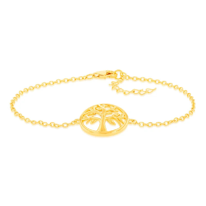 Sterling Silver Gold Plated Tree Of Life 16+3cm Bracelet