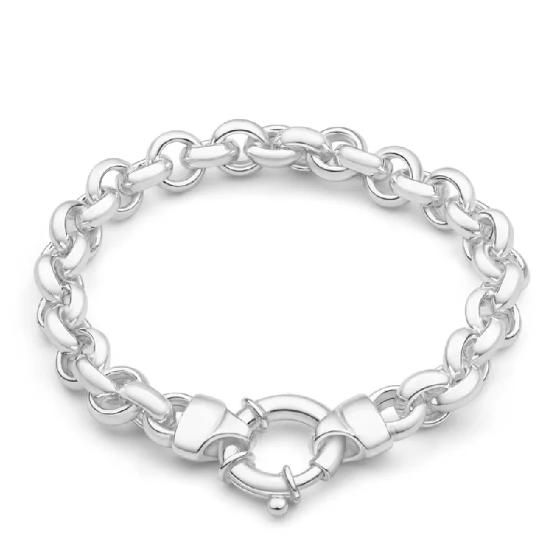 Sterling Silver Hollow Belcher Boltring 20cm Bracelet