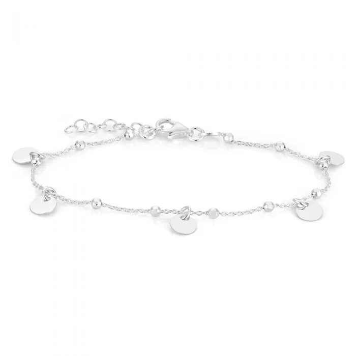 Sterling Silver Multi-Disc Charm Bracelet 17cm+2cm