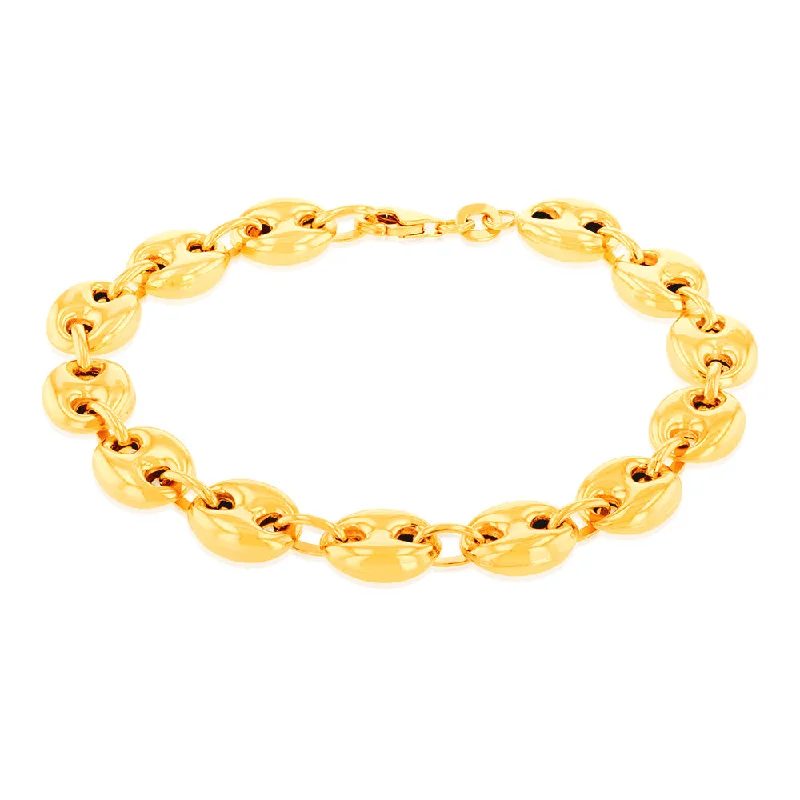 Sterling Silver Puff Gold Plated 17.5cm Bracelet