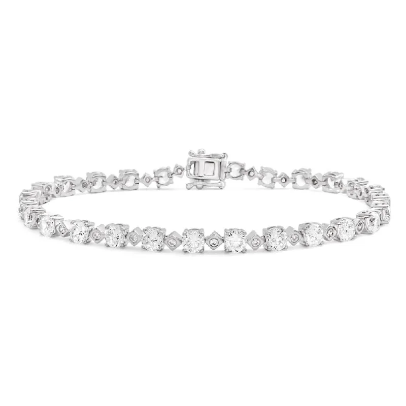 Sterling Silver Rhodium Plated Zirconia Tennis 18.5cm Bracelet