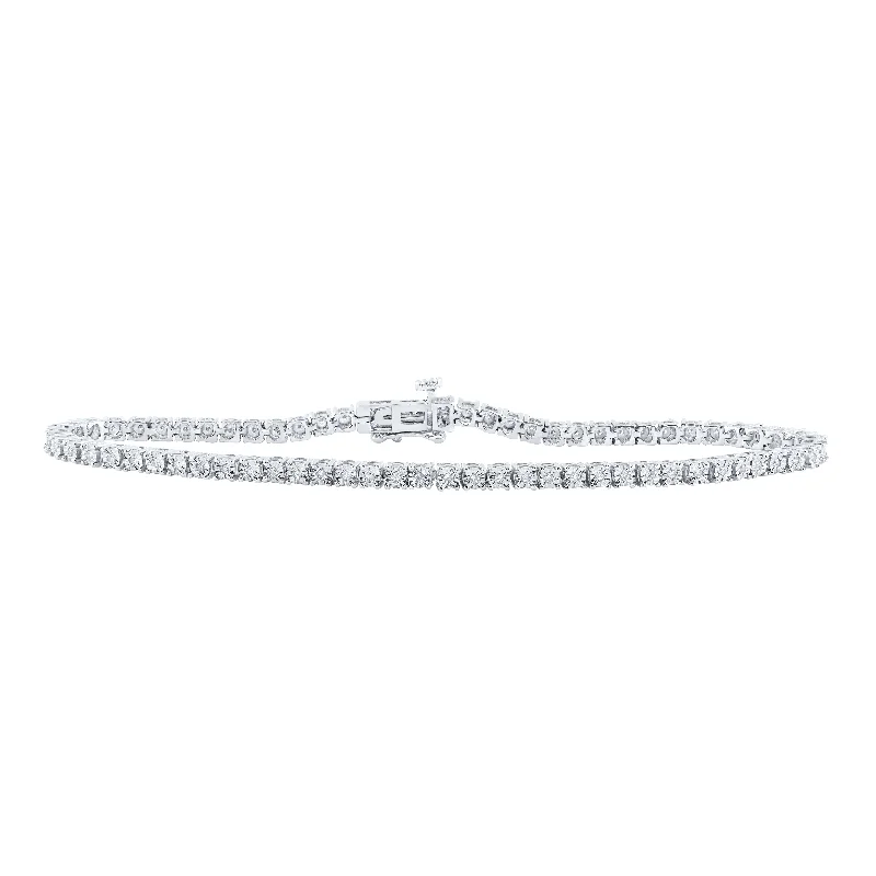 Sterling Silver Womens Round Diamond Single Row Fashion Bracelet 1/3 Cttw