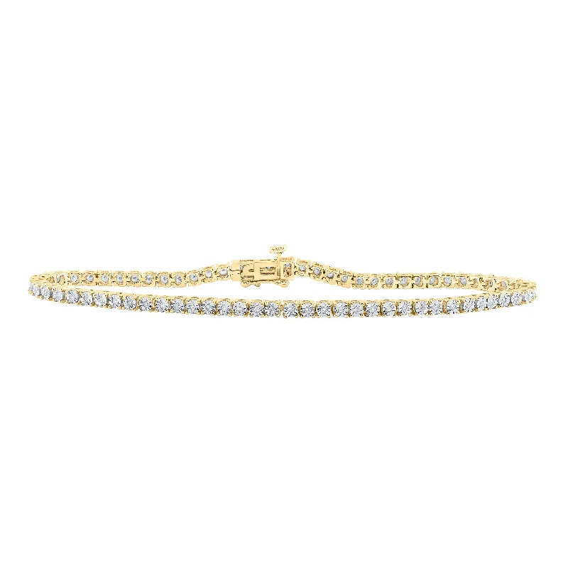 Sterling Silver Womens Round Diamond Single Row Fashion Bracelet 1/3 Cttw