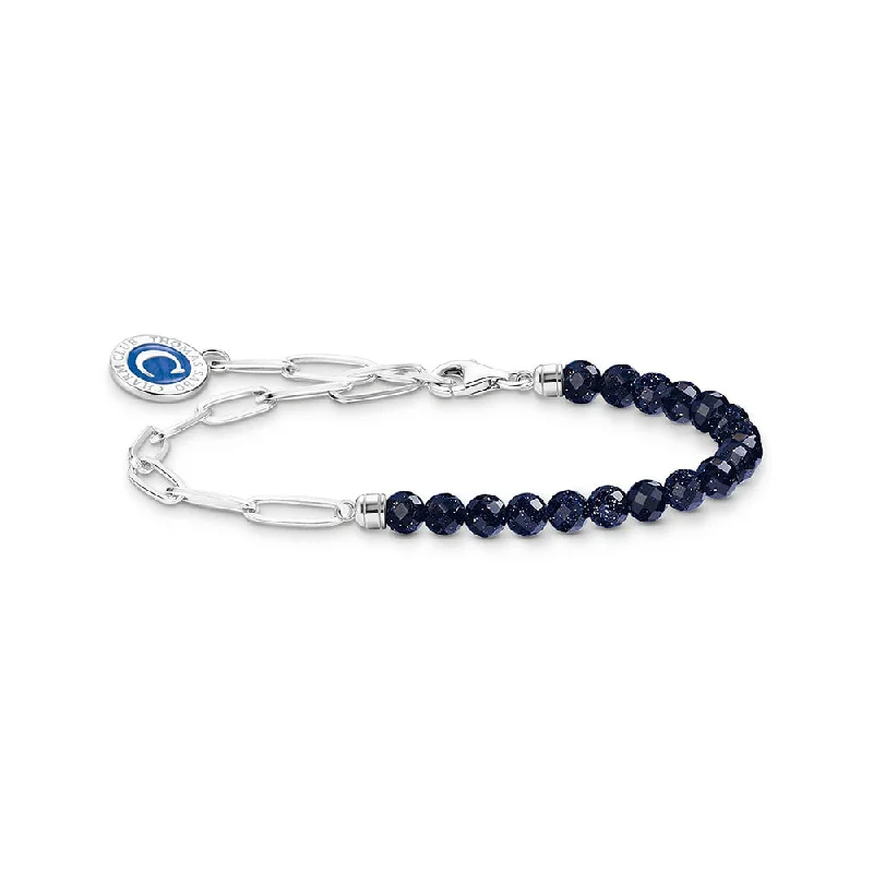 Thomas Sabo Sterling Silver Charmista Blue Bead 17cm Charm Bracelet