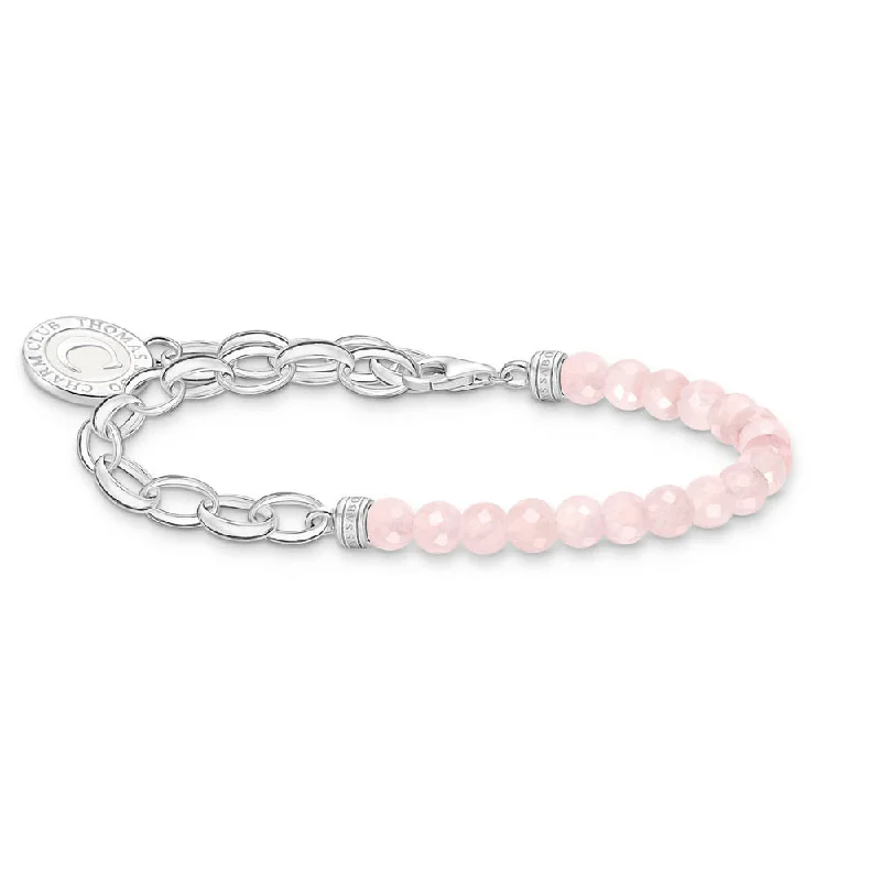 Thomas Sabo Sterling Silver Charmista Rose Quartz Belcher 14-17cm Bracelet