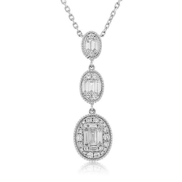 Triple Oval Diamond Pendant Necklace