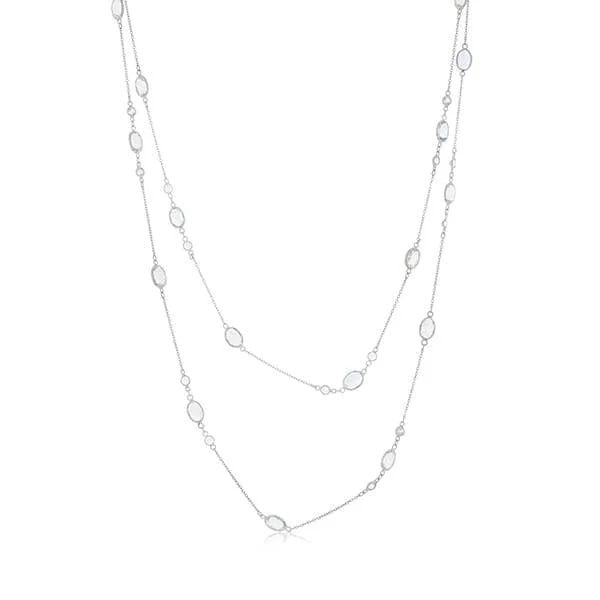 White Topaz Station Necklace